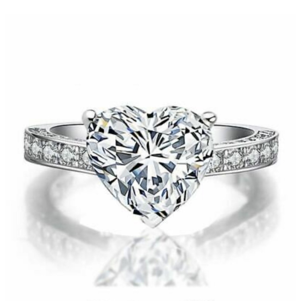 NEW Elegant Heart 925 Sterling Silver Ring - Picture 4 of 7